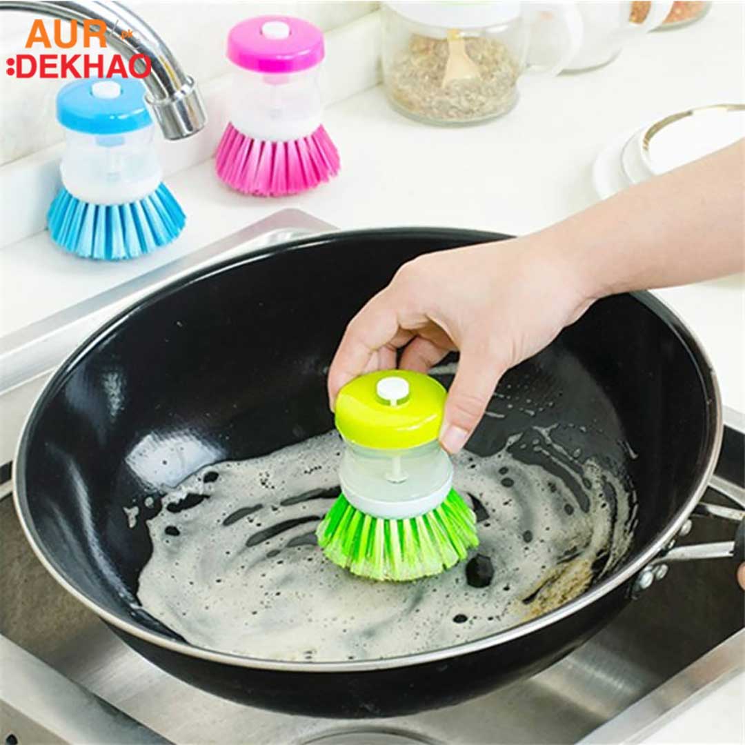 1pc Liquid Adding Pot Cleaning Brush, Automatic Liquid Adding Dish Scrubber,  Non-stick And Safe For Pot, Multi-functional Cleaning Brush