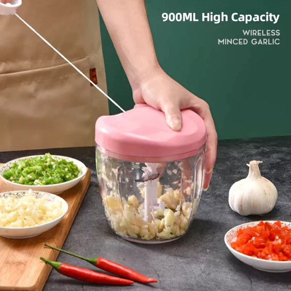 1pc Pink Handheld Garlic Press With 500ml Capacity, Manual Pulling