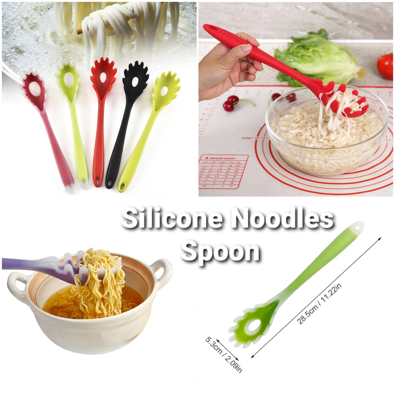 Silicone Noodle Scoop Spaghetti Grab Spoon Pasta Fork Noodle