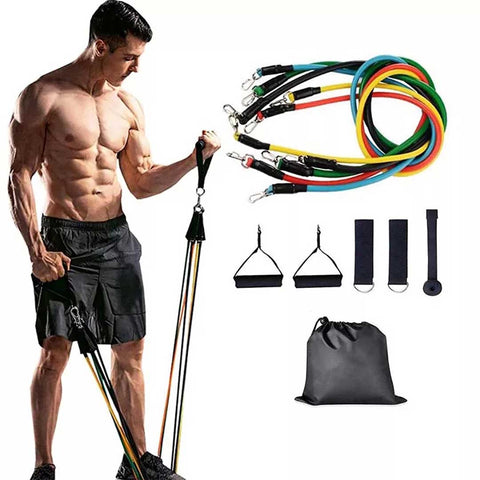 Elastic Pull Rope Exercise with 11pcs Fitness Resistance Bands –