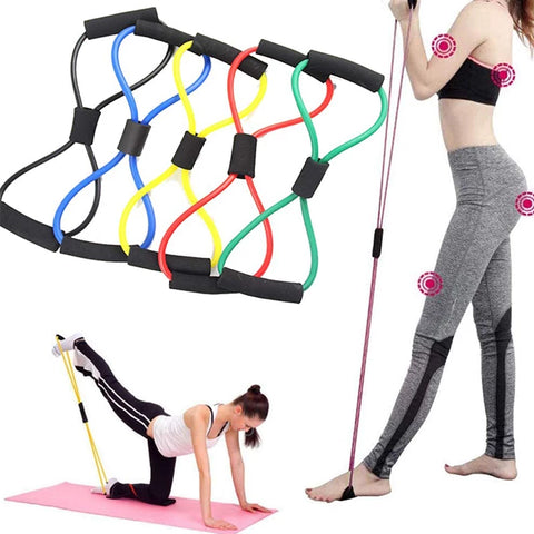 Rope Rubber Elastic Band 8 Word Yoga Fitness Chest Expander for Sports –