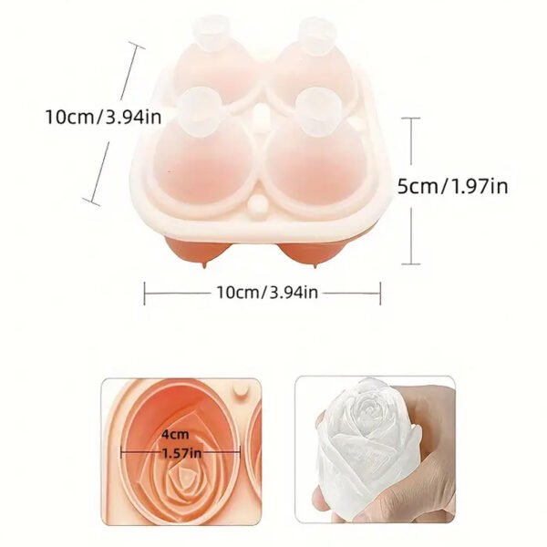 4-Grid Silicone Rose Ice Mold - Image 4