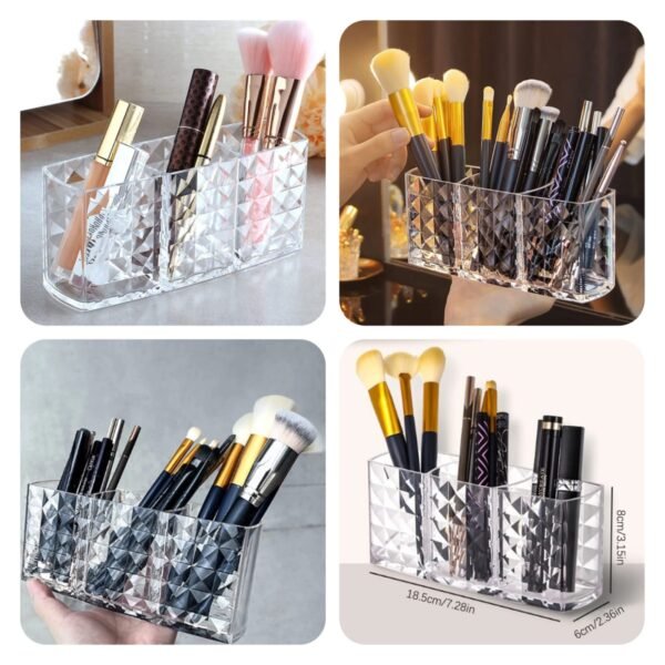 Acrylic 3Part Cosmetic Brush Holder 