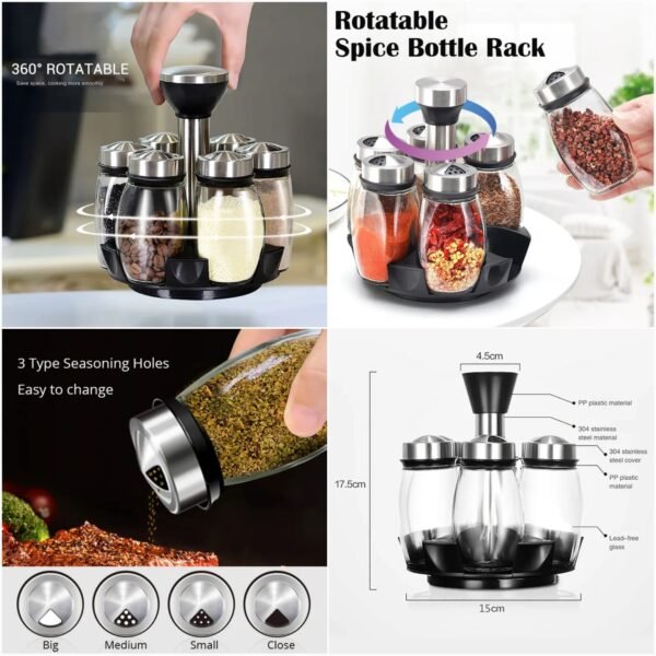 Rotating 6 Bottles Spice Rack  (Box Packing)