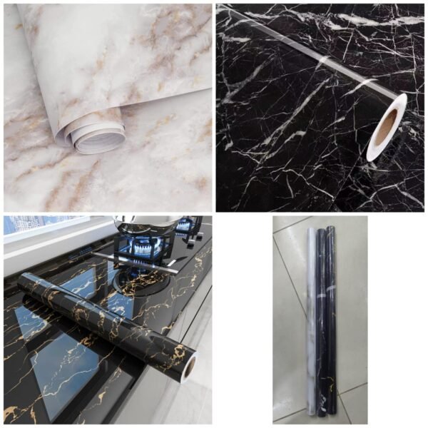 BLACK Shelf Adhesive Marble Sheet  SIZE  2 METRE