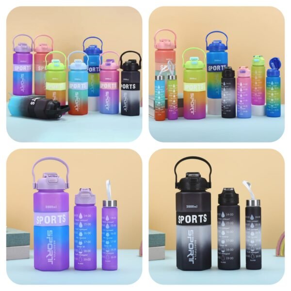 3pcs Sports Colourful Water Bottle Set  (Random Colours) - Premium Quality