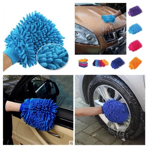 Double Sided Microfiber Cleaning Gloves  (Random Colours)