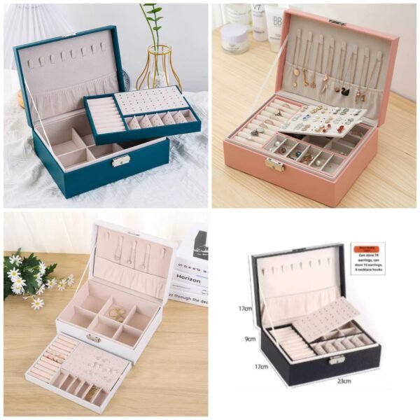 2 Layer Leather Jewellery Organizer  (Random Colours) Box Packing