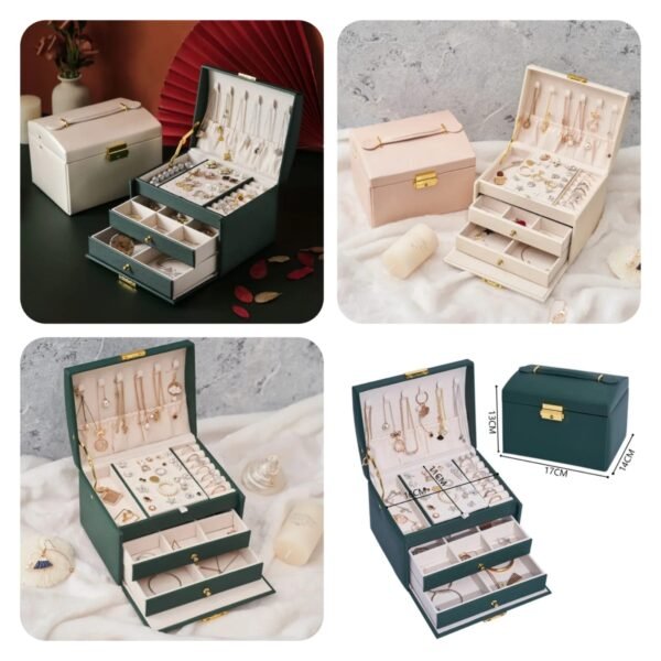 3Layer Leather Jewellery Organizer (Random Colours) Box Packing