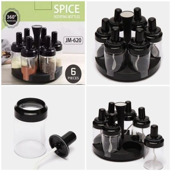 6pcs Rotating Spice Rack (Box Packing) - Plastic