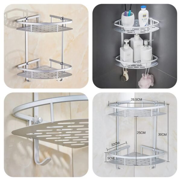 2L Wall-Mounted Aluminum Corner Shelf  (Box Packing)