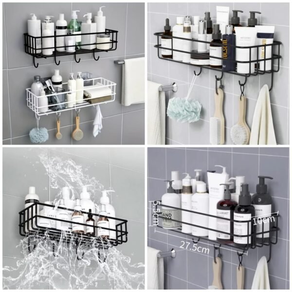 Self-adhesive Iron Wall Shelf With Hook  (Each)