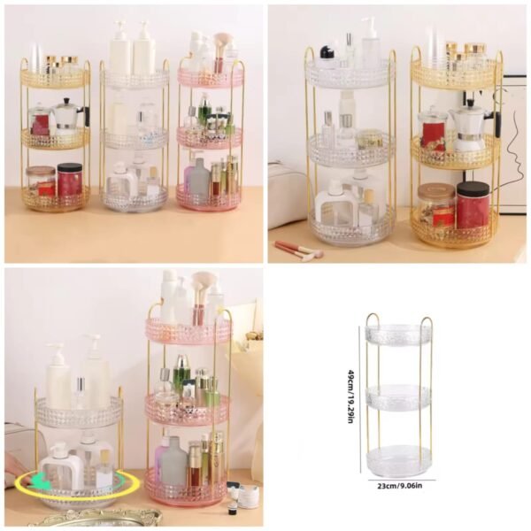 3Layer Rotating Cosmetic Organizer Rack  (Box Packing) Random Colours