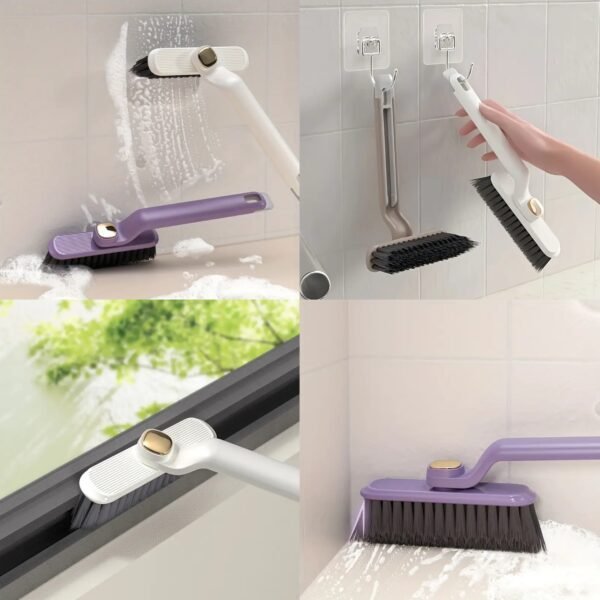 Multi-Purpose Tile Cleaning Brush Set with 360° Rotating Crevice Tool - Manual Deep Clean Scrubber,