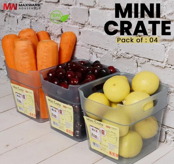 Plastic Pack of 4 Multi Purpose Mini Crate Storage - Image 2