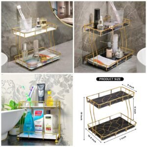 2-Tier Rectangular Golden Vanity Stand   (Box Packing) Same as Picture