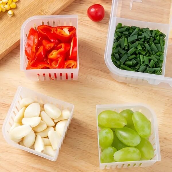4-Compartment Food Storage Container with Drainage and Flip Top Lid, Hand Wash Plastic Multipurpose Organizer, - Image 2