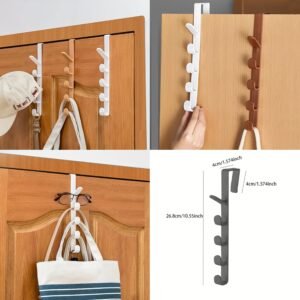 Over-the-Door Plastic Hook Hanger - Space-Saving Clothes and Purse Organizer for Bedroom and Home, Multi-Hook Design for Efficient Storage, Hangers for Clothes