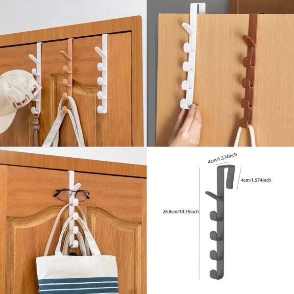 Over-the-Door Plastic Hook Hanger - Space-Saving Clothes and Purse Organizer for Bedroom and Home, Multi-Hook Design for Efficient Storage, Hangers for Clothes