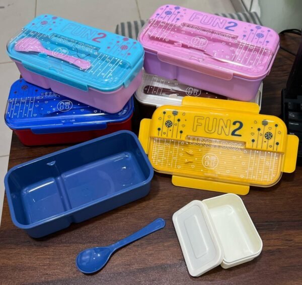 Multi Purpose Plastic FUN 2 Lunch Box With One Spoon