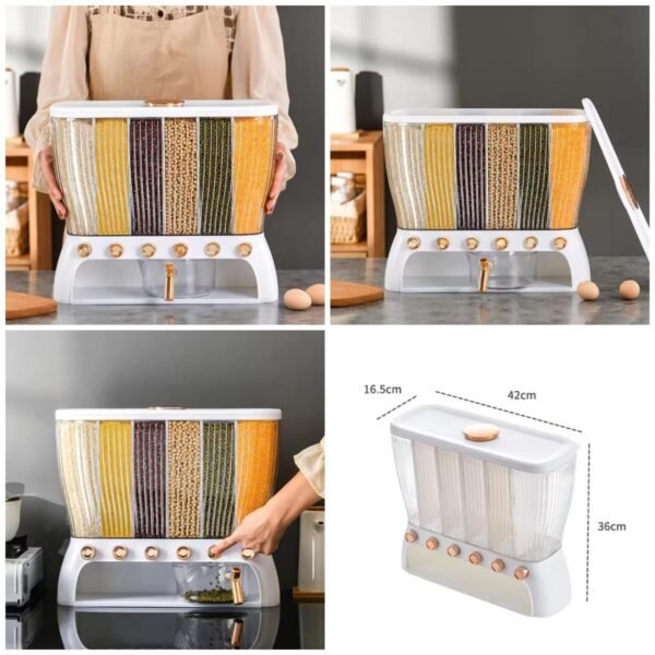 6 Portion 10Kg Cereal Dispenser  (Premium Quality)