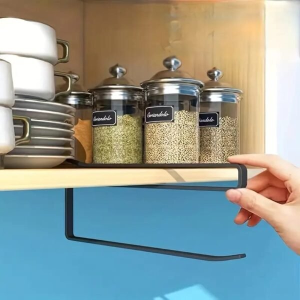 1pc Metal Cabinet Storage Hook for Towels and Tissues, No-Drill Wall Mount, Multi-Use Kitchen & Bathroom Organizer, - Image 3