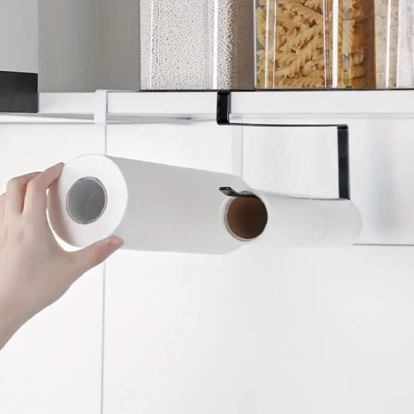 1pc Metal Cabinet Storage Hook for Towels and Tissues, No-Drill Wall Mount, Multi-Use Kitchen & Bathroom Organizer, - Image 4