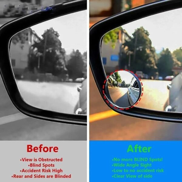 2-Pack Universal Fit Round Convex Side Mirror for Car