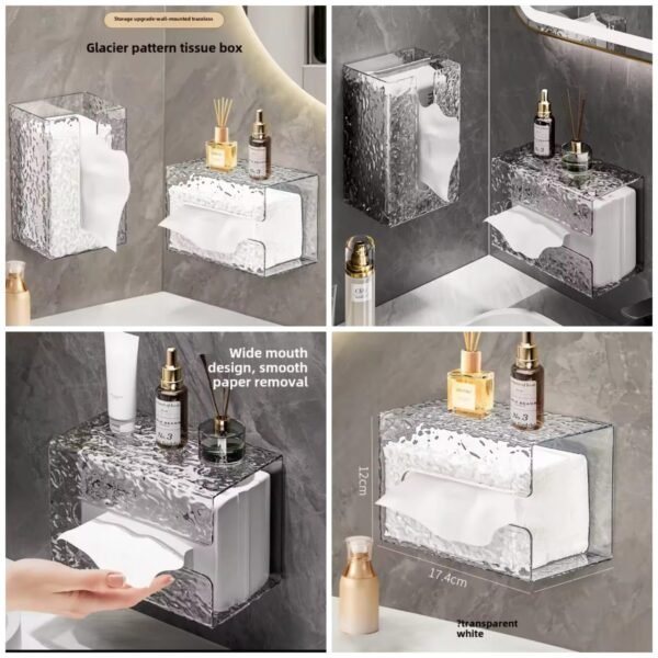 Luxury Crystal Wall-Mounted Tissue Box (Random Colours) Premium Quality 🇨🇳