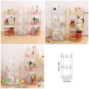 3Layer Rotating Cosmetic Organizer Rack (Box Packing) Random Colours