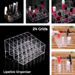 24 Grids Lipstick Display Stand Holder,  Lipstick Storage Box, Makeup Organizer,