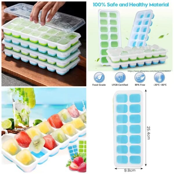 14Grid Icecube Tray with Lid 🧊 Random Colours