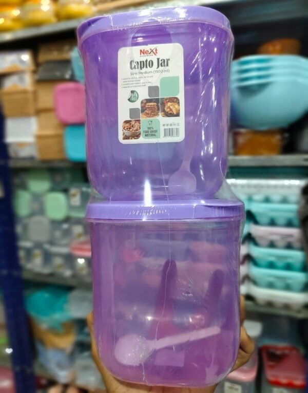 New Arrival  Capto Multipurpose storage Jar  (Pack of 2)  (Medium size)  Capacity : (1500ML)   Each Set🌟☑️💫  Random Colours💫💫 - Image 2