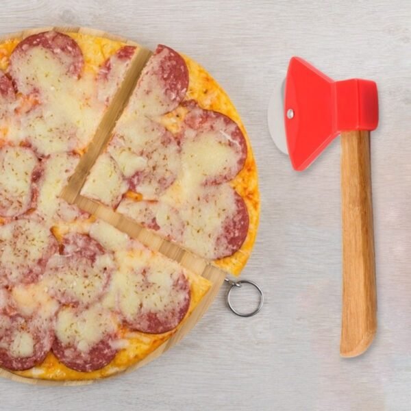 Bamboo Handle Pizza Rolling Cutter Steel - Image 2