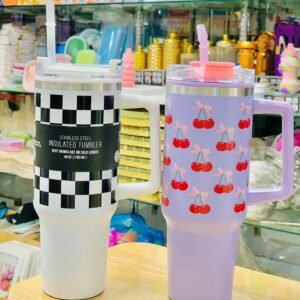 Tumbler With Handle Lid Straw Plastic Material  Thermos Cup Travel Car Coffee Mug