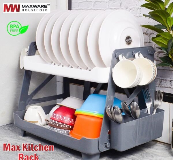 Multipurpose Plastic Mix Kitchen Plate Stand & Rack - Image 3