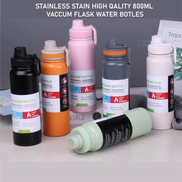 800ML Leak-proof Cups Flask Sport Outdoor Thermos Bottle Stainless Steel Water Bottle Portable Travel Coffee Cup Drinkware - Image 2