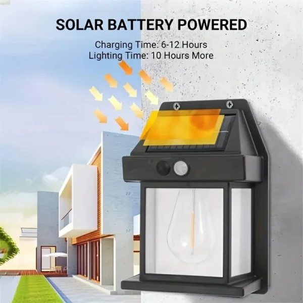 New Solar Tungsten Filament Wall Lamp Waterproof Intelligent Induction Wall Mounted - Image 2