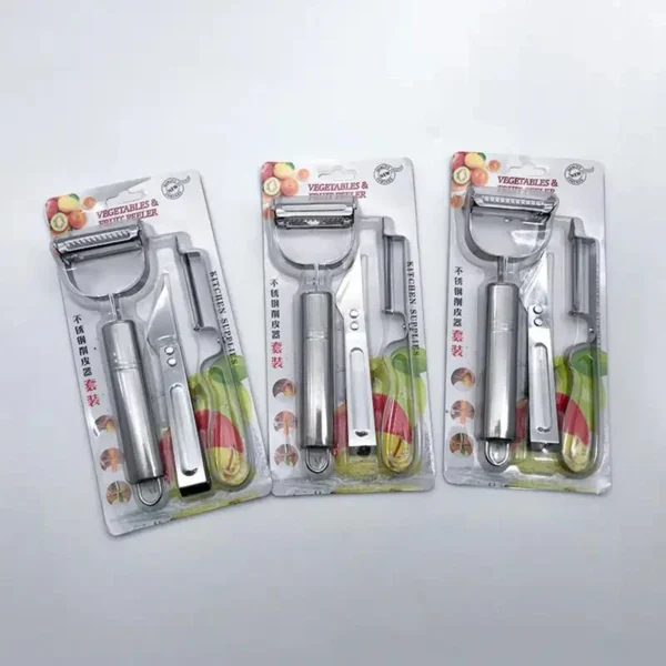 Stainless Steel Peeler Slicer Grater Set Pack Of 3 - Image 2