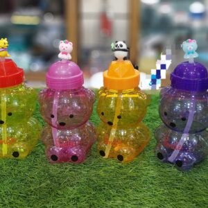 Plastic Fama & Uzzi. Kid's Bear Water Bottle with Straw   Rs : 180/-  Each💫🌟 Random Colours 💫💫