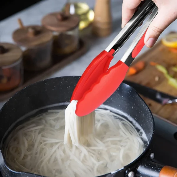Stainless Steel With Silicone Food BBQ Grill Steak Clip Tong 9 inch - Image 2
