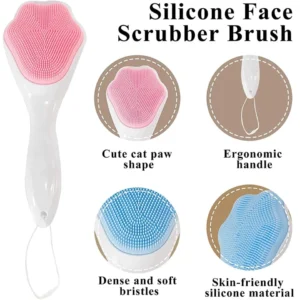 Cute Cat Claw Silicone Face Scrubber Brush Facial Deep Cleaning Brush Blackhead Pore Exfoliating Tool 250