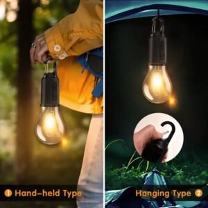 Rechargeable LED Lamp Bulb, Emergency Camping Lights with Clip Hook,