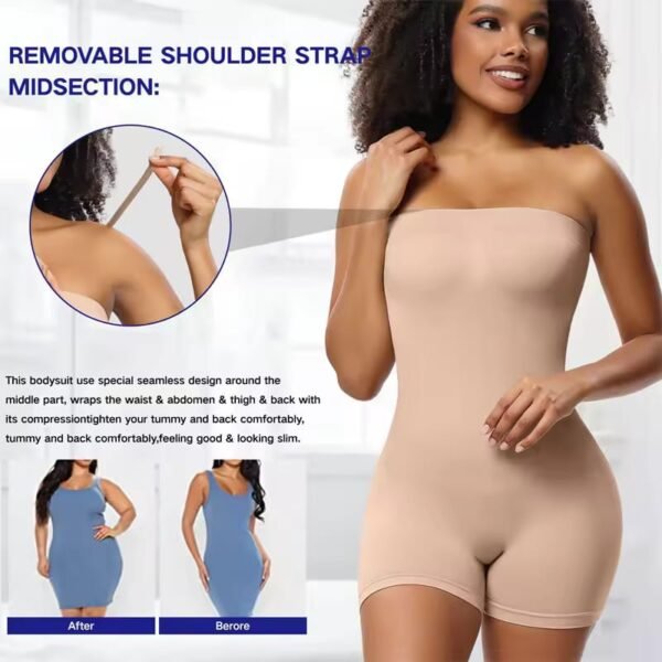Strapless Shapewear Bodysuit for Women Tummy Control Seamless Sculpting Butt Lifter Body Shaper with Removable Straps  Random Colours 💫💫 1050