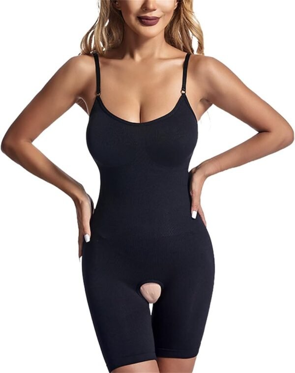 Women's Bodysuit with Spaghetti Straps and Open Crotch Tummy Control Shapewear Full Body Shaper Butt Lifter Thigh Slimmer Shorts (Random Colours)1050 - Image 5