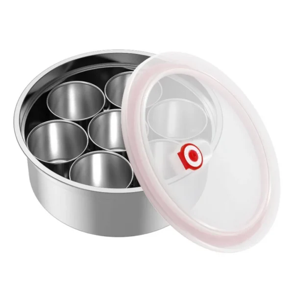 Stainless Steel Spice Box With 7 Containers And Air Tight View Lid - Image 2