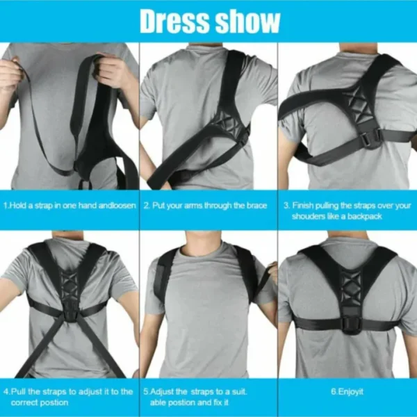 Posture Corrector Belt Upper Pain Relief Upright Posture Corrector Adjustable Waist Back Shoulder Stretching - Image 4