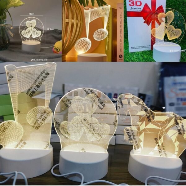 New Kids Night 3D Led Night Lamp Creative Table Bedside Lamp Romantic Heart Bear Kids Gril Home Decor
