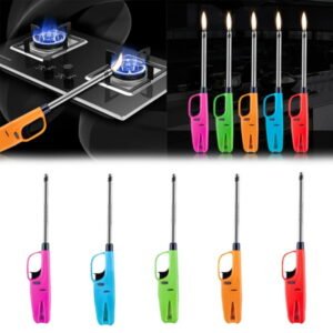 steel Plastic Kitchen Lighter Flame Adjustable, Refillable Safe & Secured  Random Colours 💫💫  💫🌟✨☑️  With Refill 💫💫