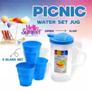 3PCs Plastic Water Jug & Glass Set